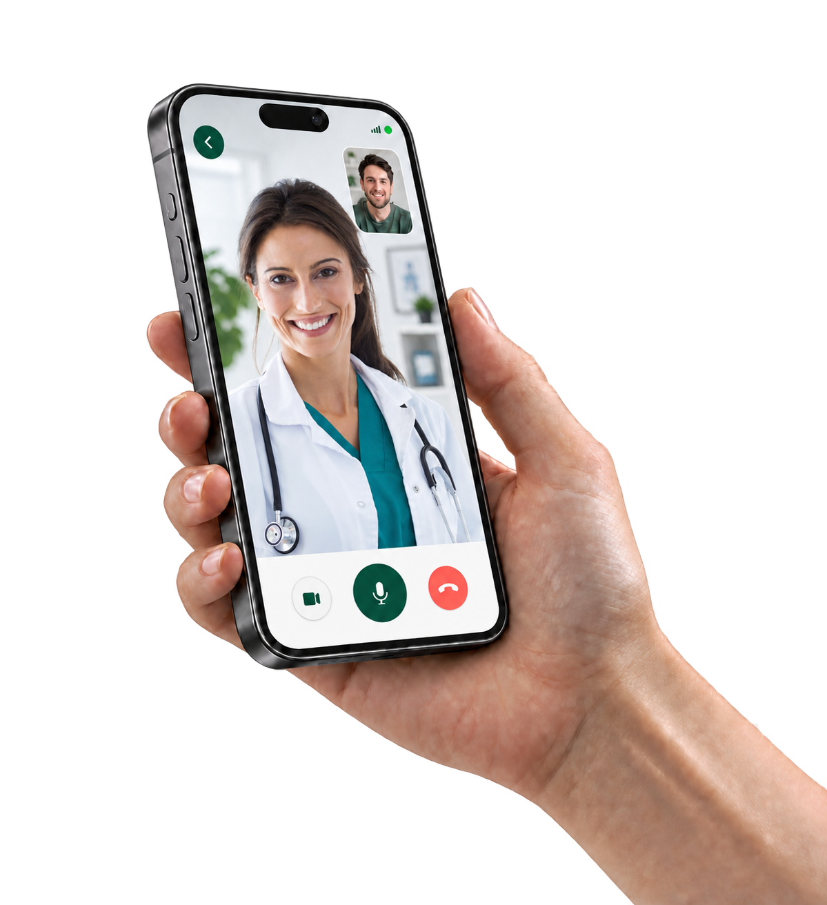 Consulta médica online em um smartphone
